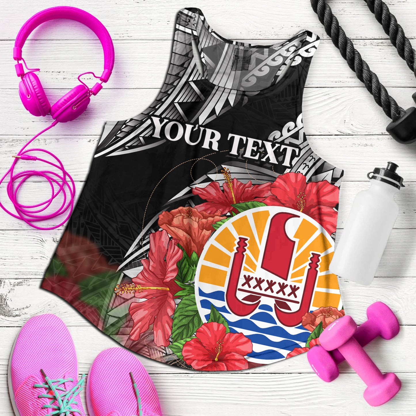 French Polynesia Custom Personalised Women Tank Seal Hibiscus Flowers Special Style