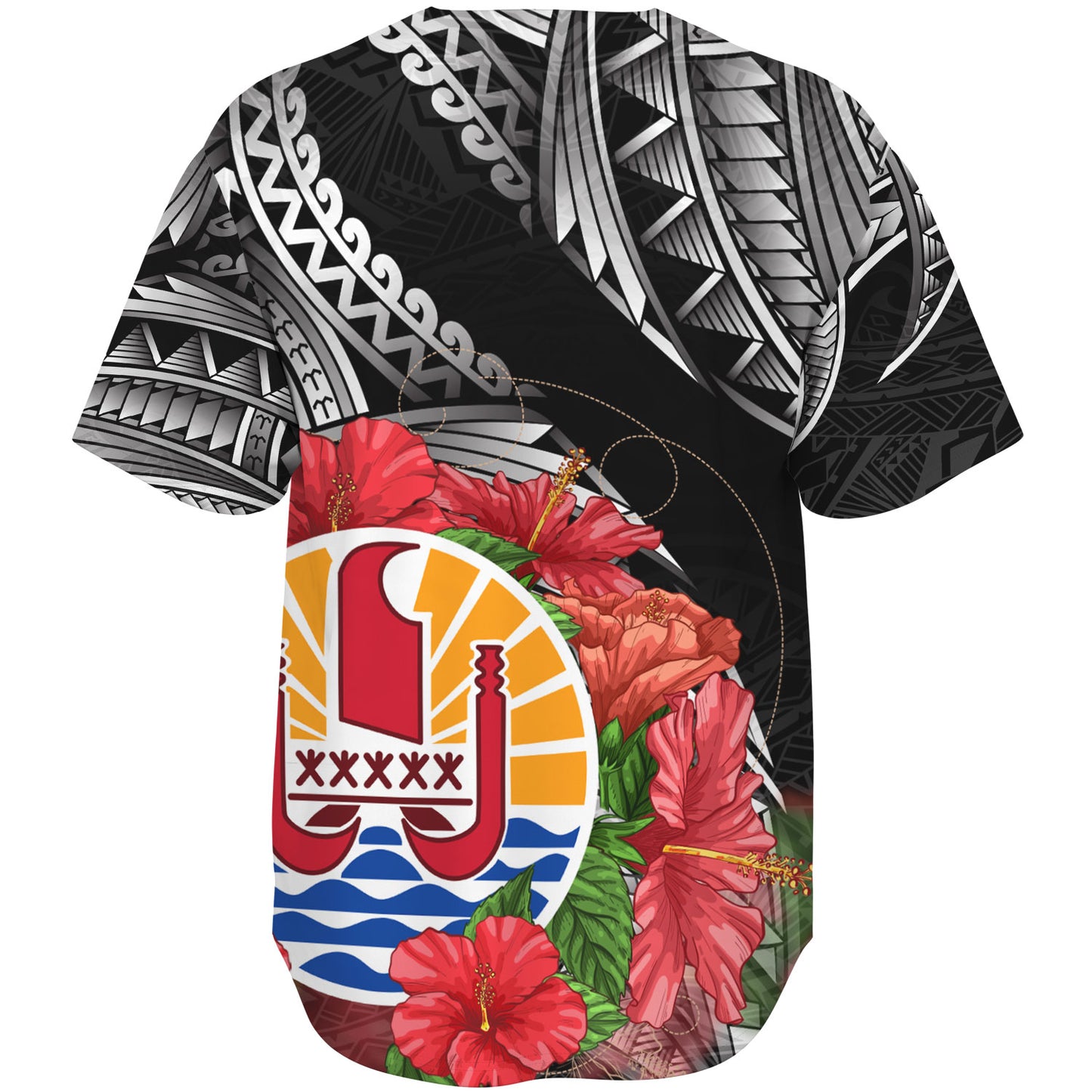 French Polynesia Custom Personalised Baseball Shirt Seal Hibiscus Flowers Special Style