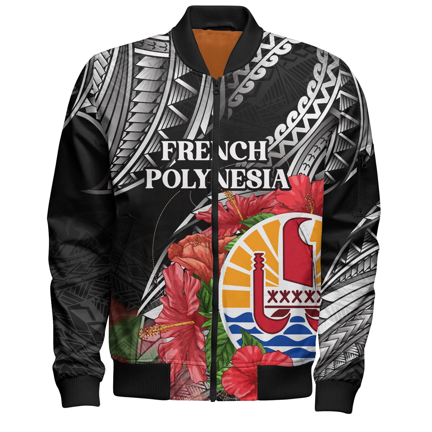 French Polynesia Custom Personalised Bomber Jacket Seal Hibiscus Flowers Special Style