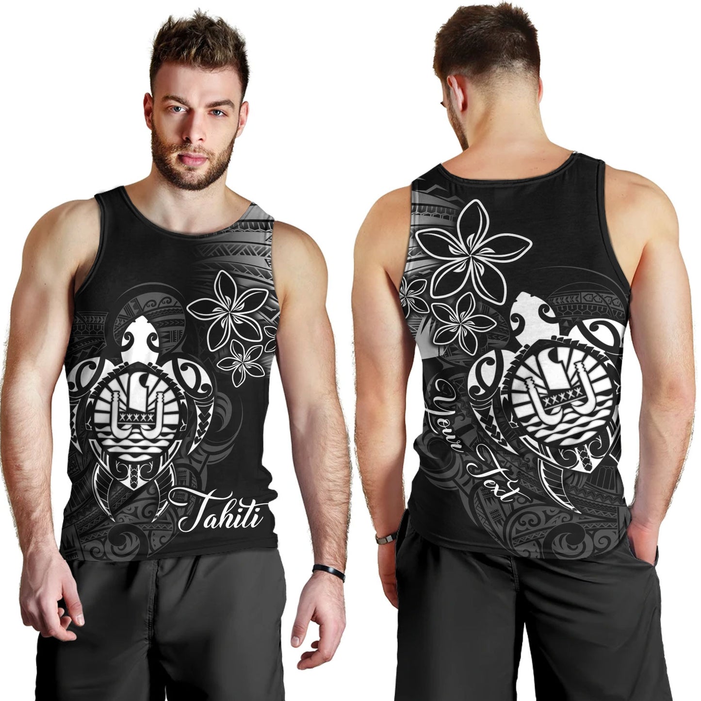 French Polynesia Custom Personalised Tank Top Seal Turtle Plumeria Tribal Patterns
