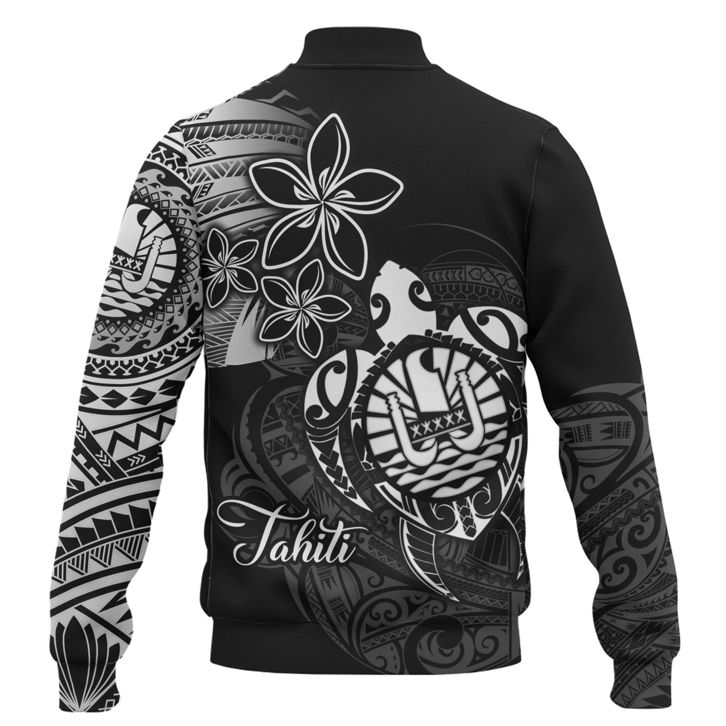 French Polynesia Custom Personalised Baseball Jacket Seal Turtle Plumeria Tribal Patterns