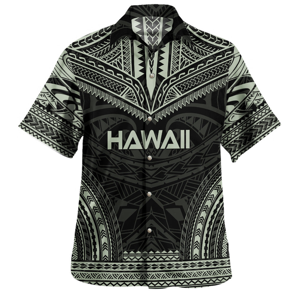 Hawaii Custom Personalised Hawaiian Shirt Chief Tattoo Patterns Style Sage Green