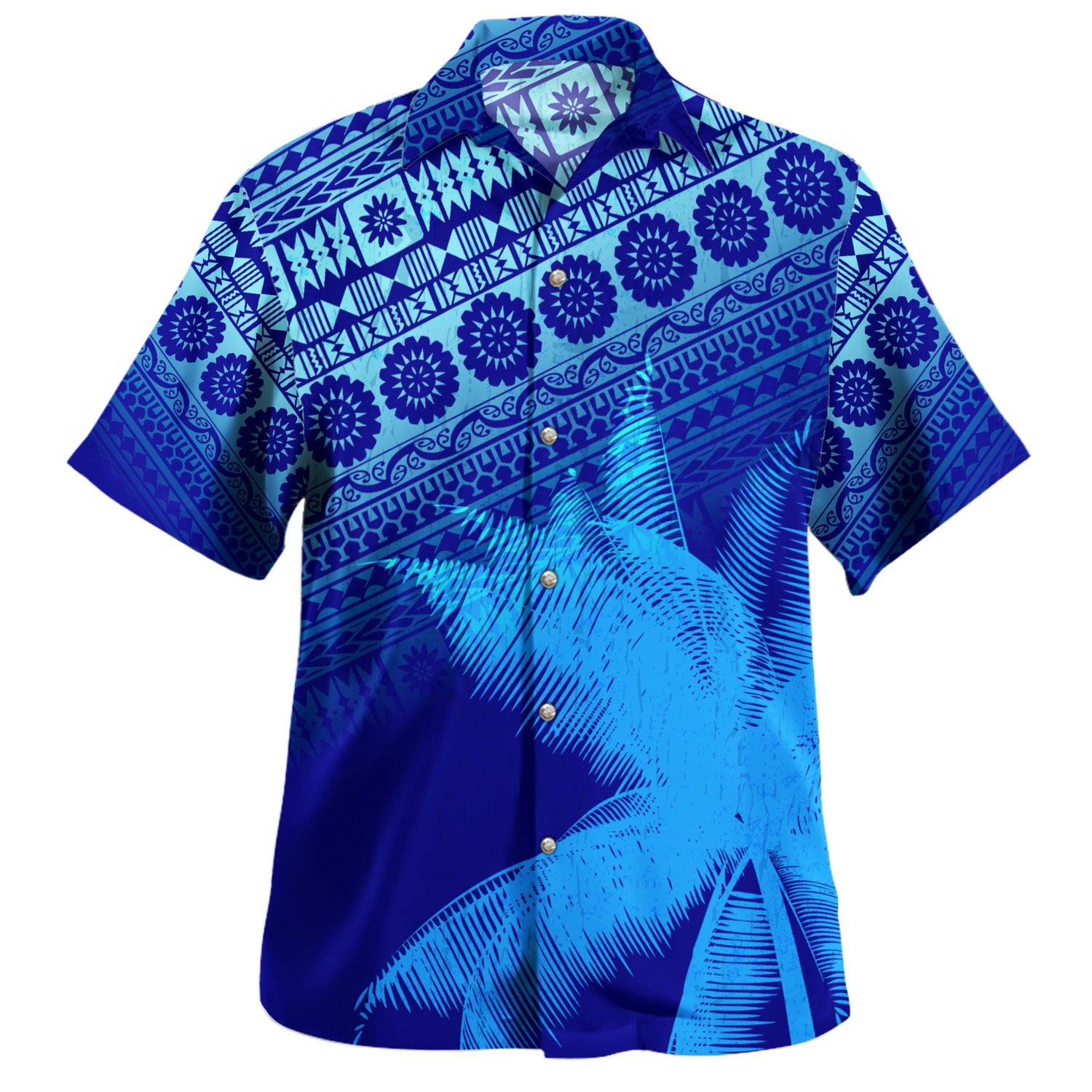 Polynesian Hawaiian Shirt Fijian Tapa Patterns Palm Tree Design