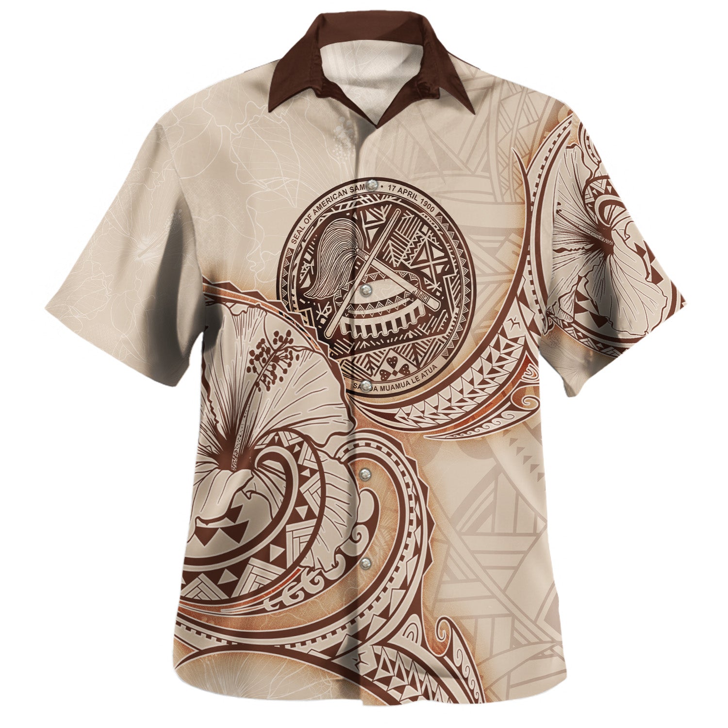 American Samoa Hawaiian Shirt Hibiscus Flowers Vintage Style