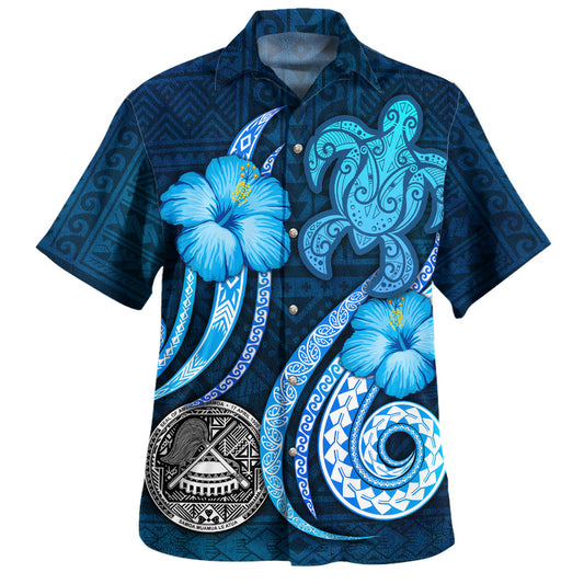 American Samoa Hawaiian Shirt Custom Personalised Turtle and Tribal Tattoo Of Polynesian