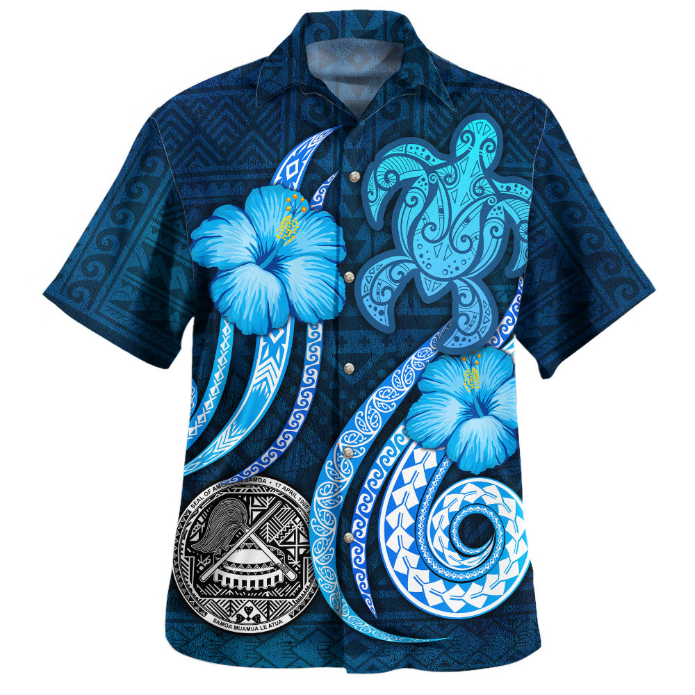 American Samoa Hawaiian Shirt Custom Personalised Turtle and Tribal Tattoo Of Polynesian