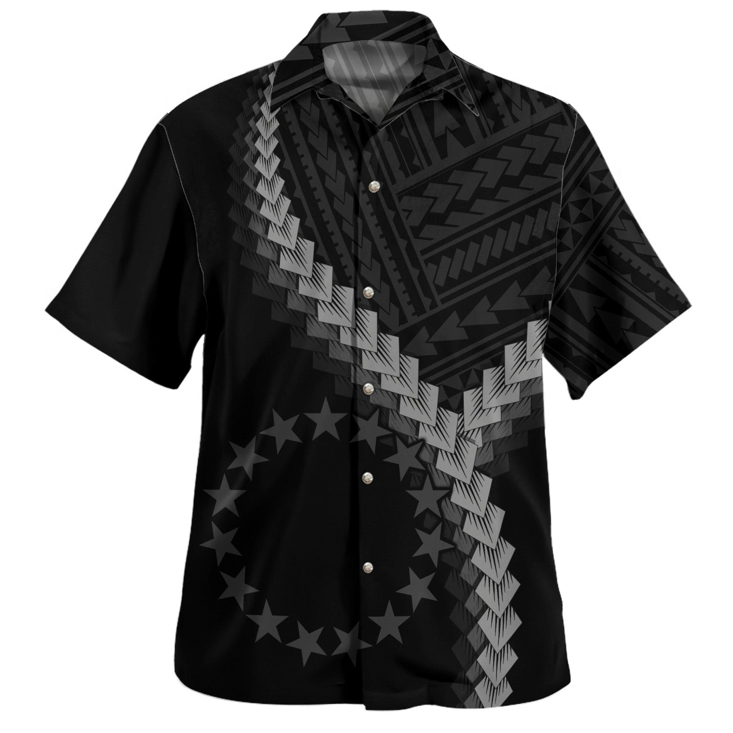 Cook Islands Hawaiian Shirt Coat Of Arm Polynesian Tattoo Style