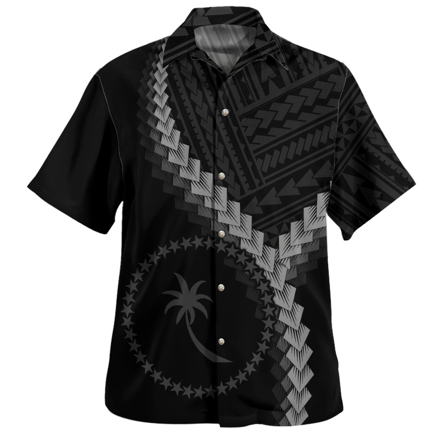 Chuuk State Hawaiian Shirt Coat Of Arm Polynesian Tattoo Style