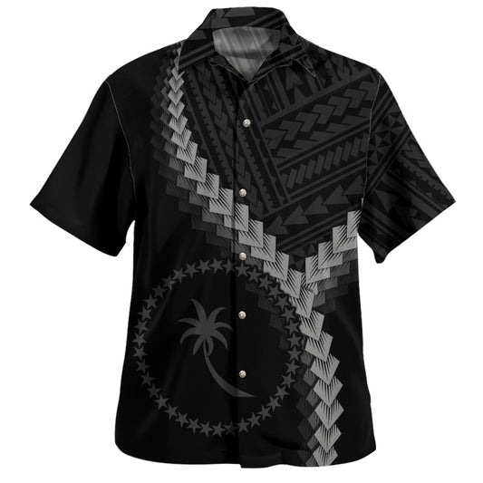 Chuuk State Hawaiian Shirt Coat Of Arm Polynesian Tattoo Style