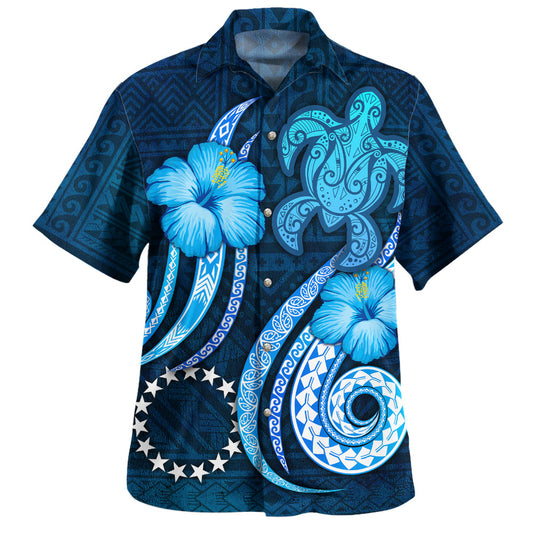 Cook Islands Hawaiian Shirt Custom Personalised Turtle and Tribal Tattoo Of Polynesian