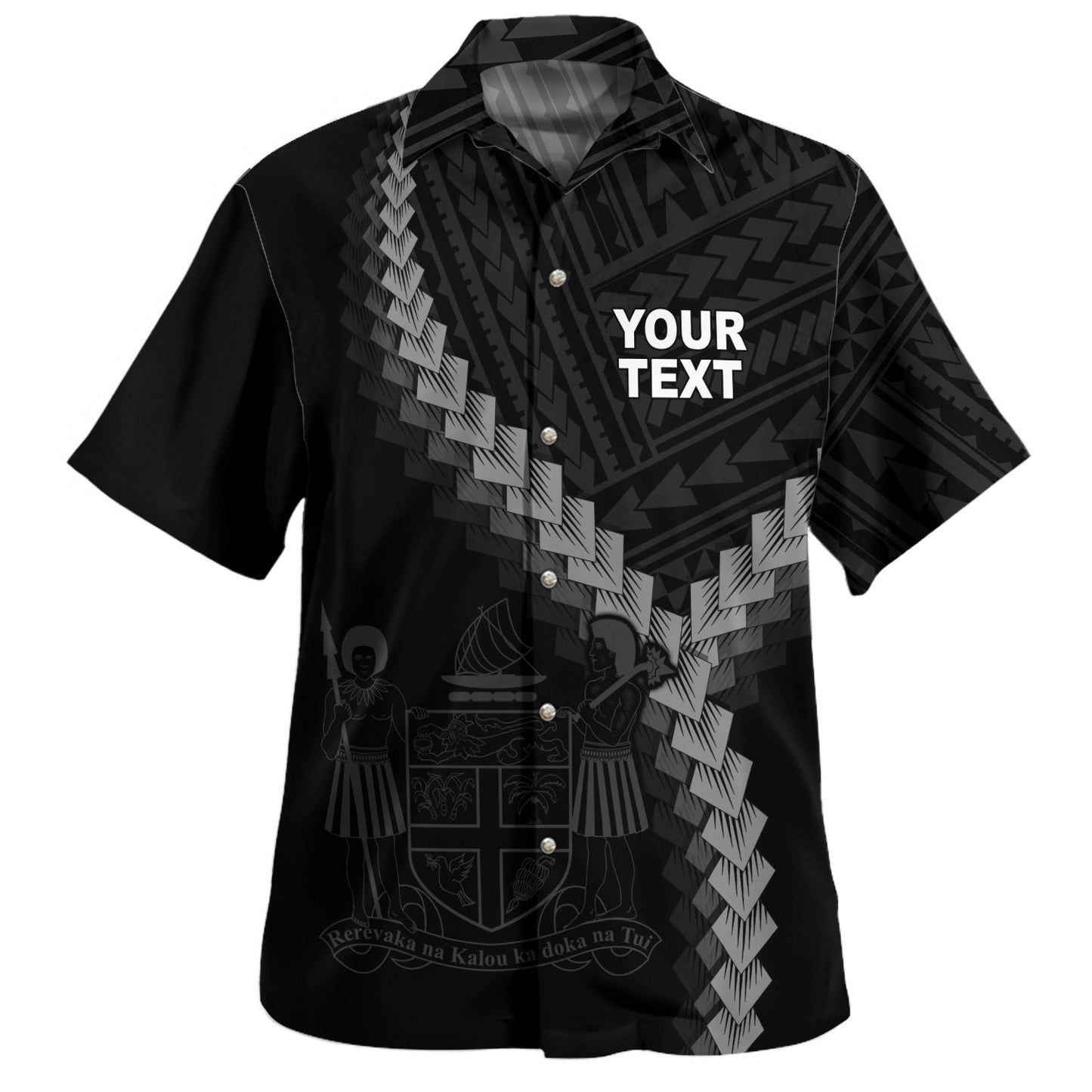 Fiji Hawaiian Shirt Coat Of Arm Polynesian Tattoo Style