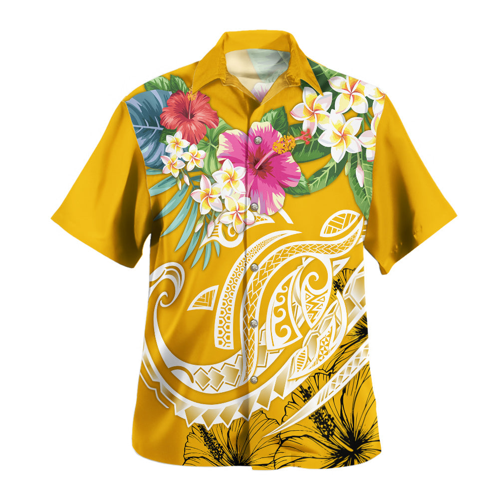 Polynesia Combo Dress And Shirt Summer Plumeria Gold