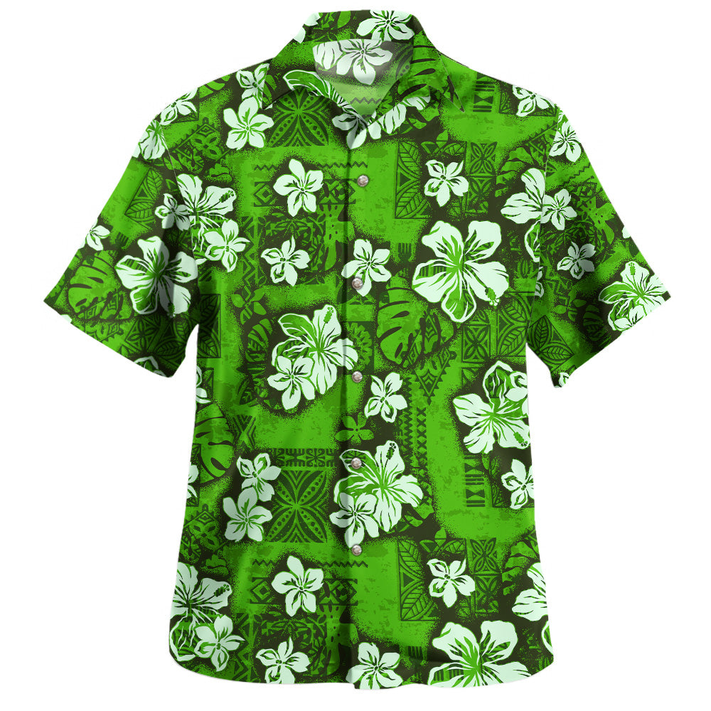 Hawaii Hawaiian Shirt Polynesian Tribal And Hibiscus Vintage