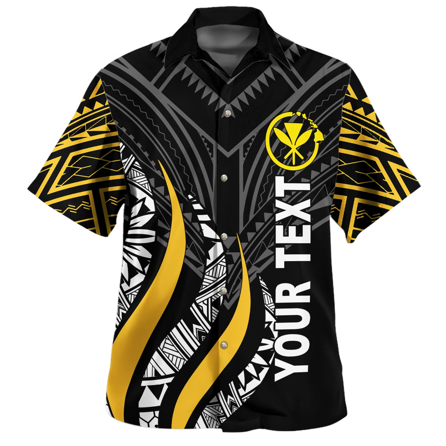 Hawaii Custom Personalised Hawaiian Shirt Strong Fire Pattern Gold