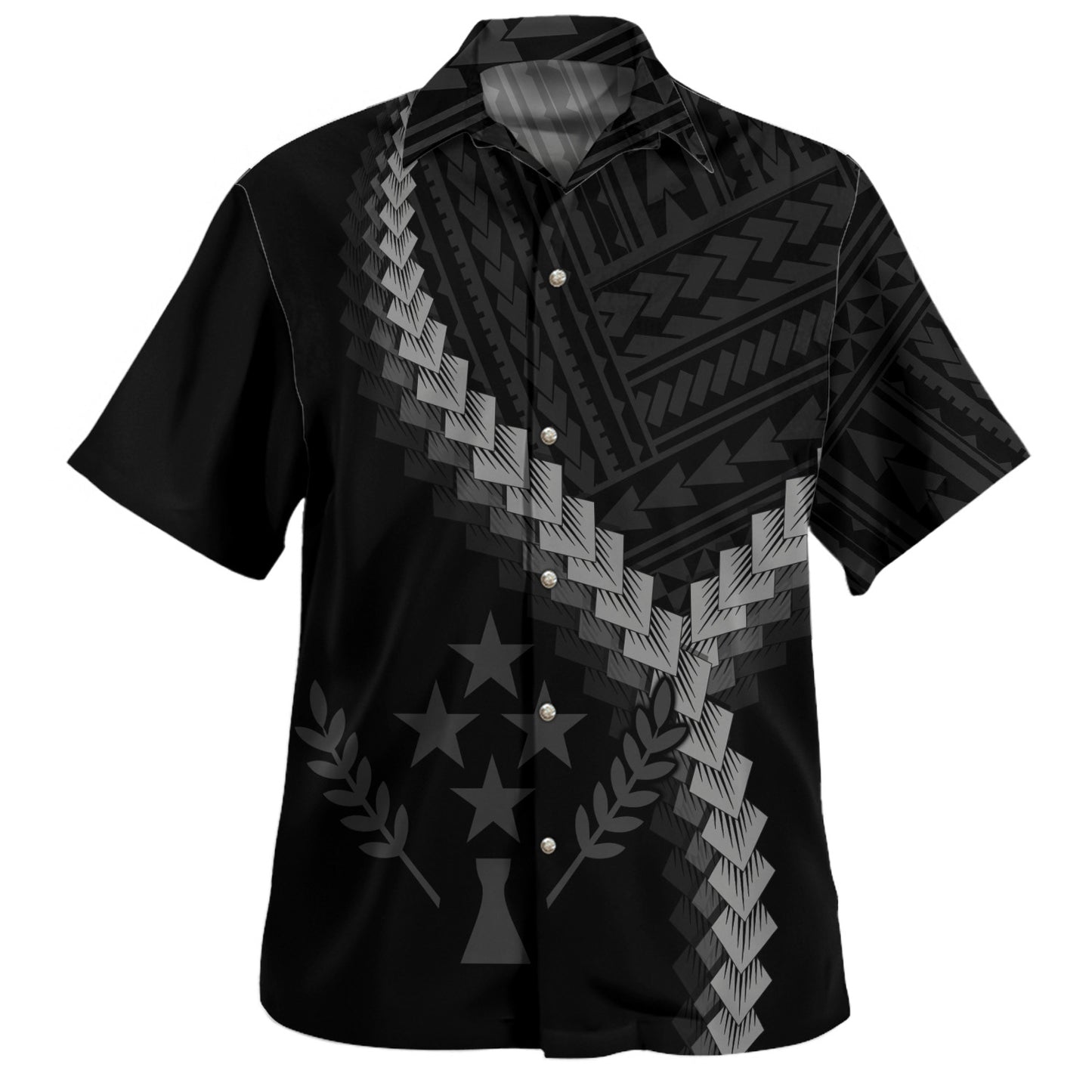Kosrae Hawaiian Shirt Coat Of Arm Polynesian Tattoo Style