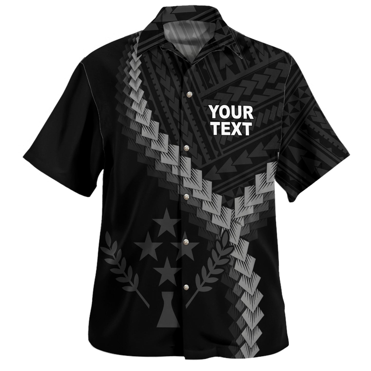 Kosrae Hawaiian Shirt Coat Of Arm Polynesian Tattoo Style