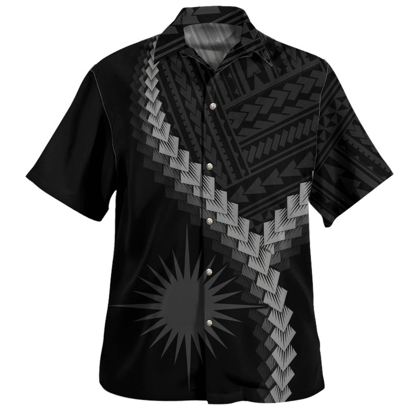 Marshall Islands Hawaiian Shirt Coat Of Arm Polynesian Tattoo Style