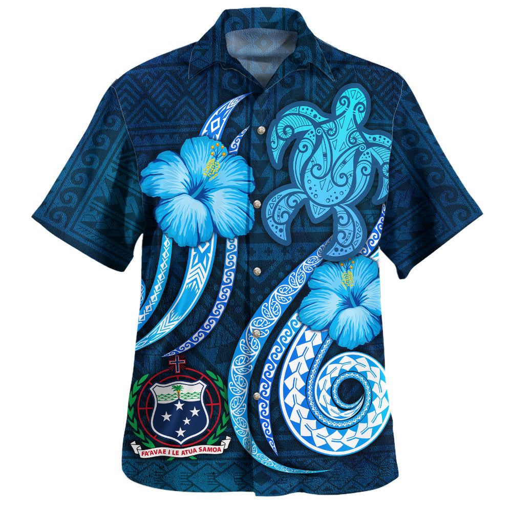 Samoa Hawaiian Shirt Custom Personalised Turtle and Tribal Tattoo Of Polynesian