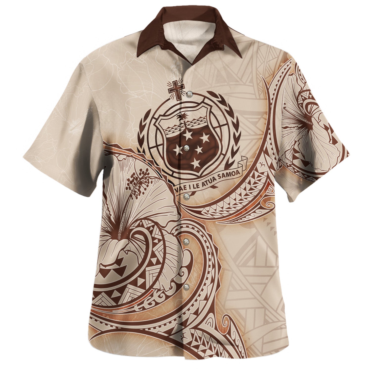 Samoa Hawaiian Shirt Hibiscus Flowers Vintage Style