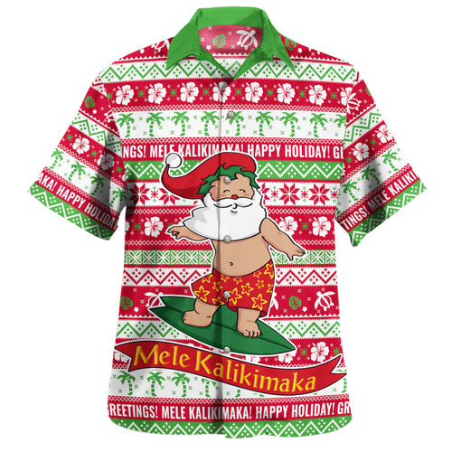 Hawaii Christmas Hawaiian Shirt Santa Surfing