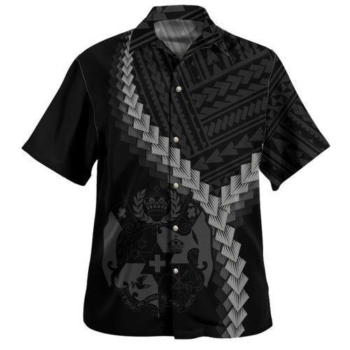 Tonga Hawaiian Shirt Coat Of Arm Polynesian Tattoo Style