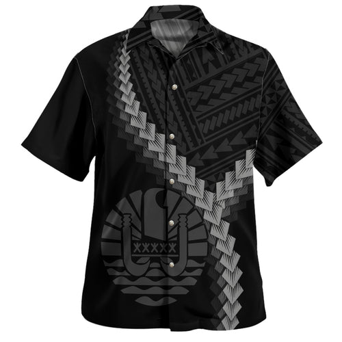 Tahiti Hawaiian Shirt Coat Of Arm Polynesian Tattoo Style
