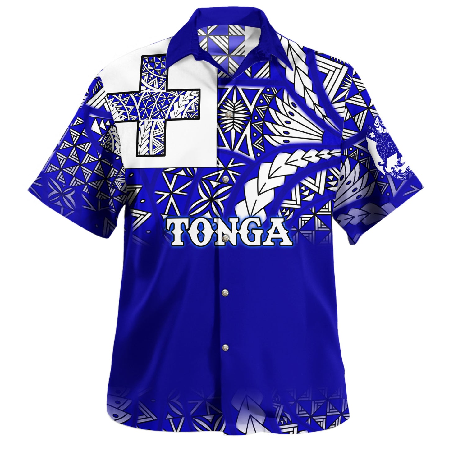 Tonga Hawaiian Shirt Tonga Blue Color With Traditional Patterns