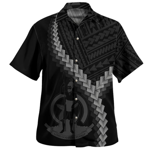 Vanuatu Hawaiian Shirt Coat Of Arm Polynesian Tattoo Style