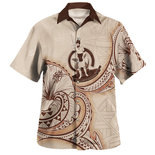 Fiji Hawaiian Shirt Hibiscus Flowers Vintage Style