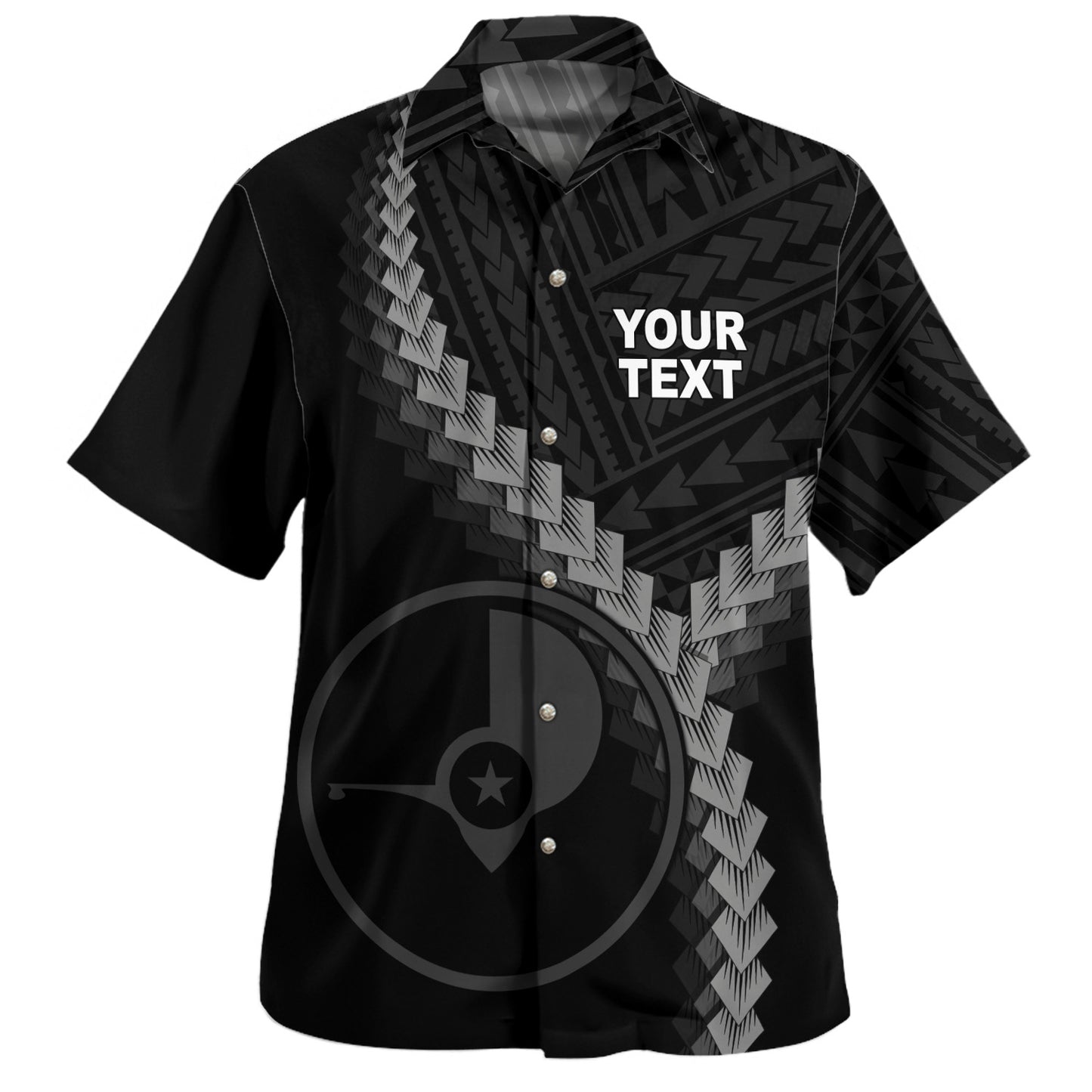 Yap State Hawaiian Shirt Coat Of Arm Polynesian Tattoo Style