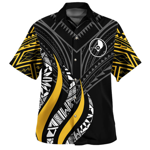 Kosrae Custom Personalised Hawaiian Shirt Strong Fire Pattern Gold