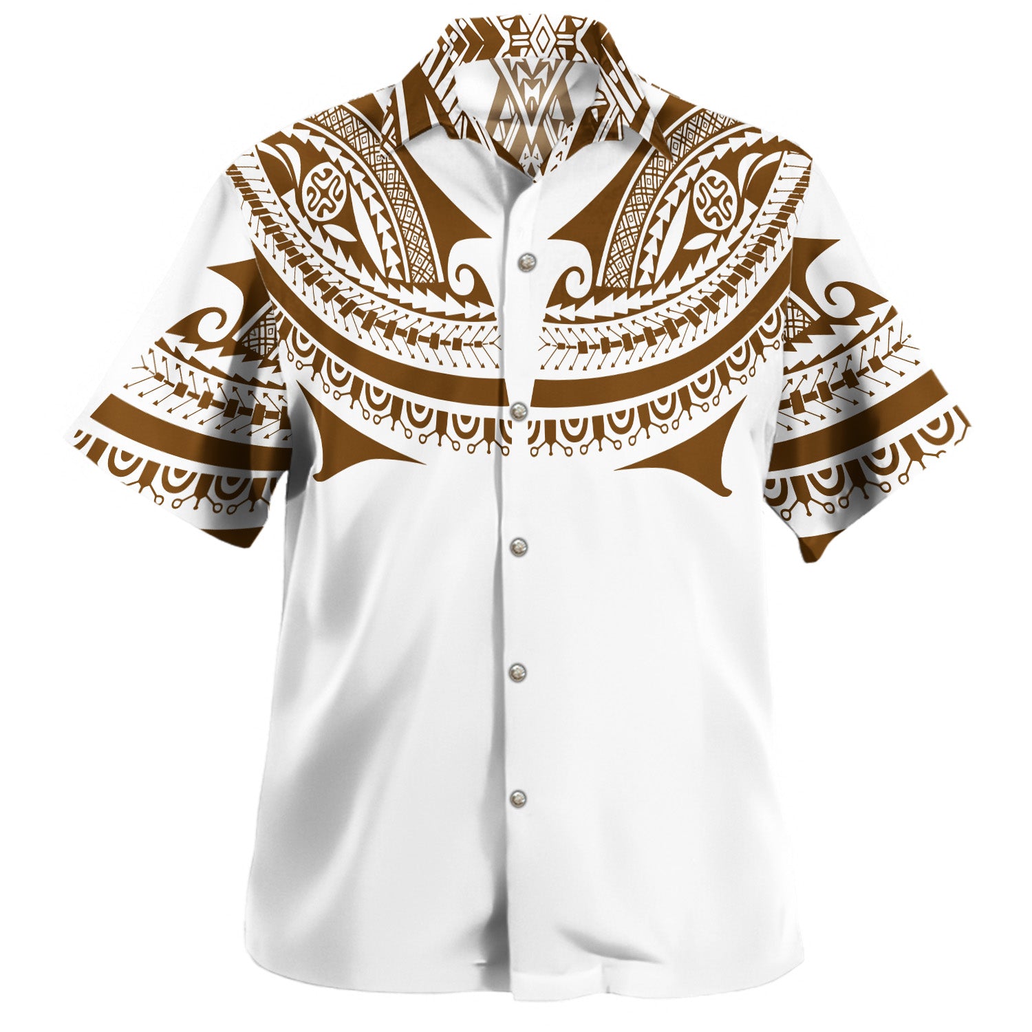 Polynesian Hawaiian Shirt Polynesian Tattoo Style (Brown Color)