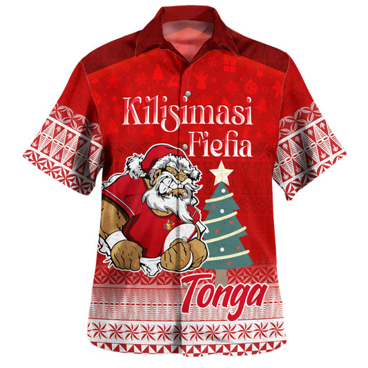 Tonga Hawaiian Shirt Kilisimasi Fiefia Rugby Santa Style