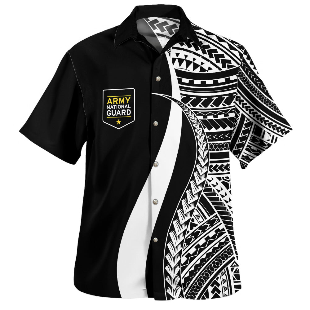 Army National Guard Custom Personalised Hawaiian Shirt Polynesian Tentacle Tribal Pattern