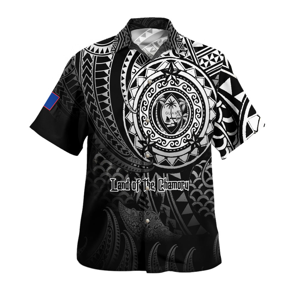 Guam Hawaiian Shirt Pearl Of The Pacific Black Polynesian Tattau