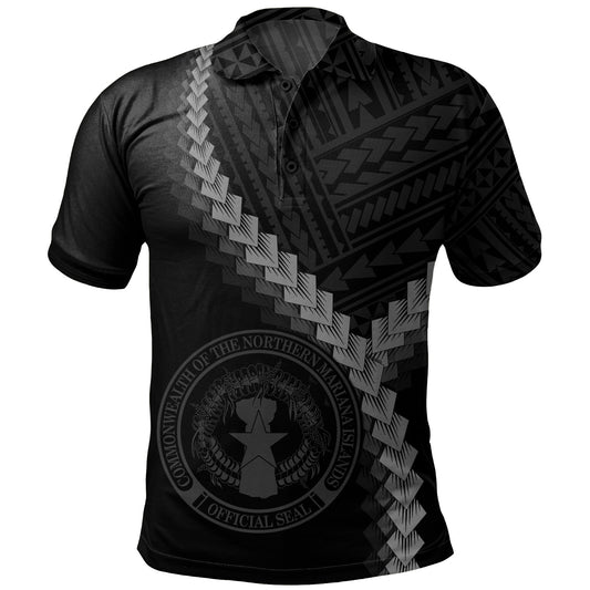 Northern Mariana Islands Polo Shirt Coat Of Arm Polynesian Tattoo Style