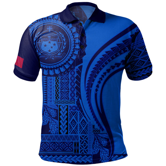 Samoa Polo Shirt Seal Samoan Siapo Blue Design