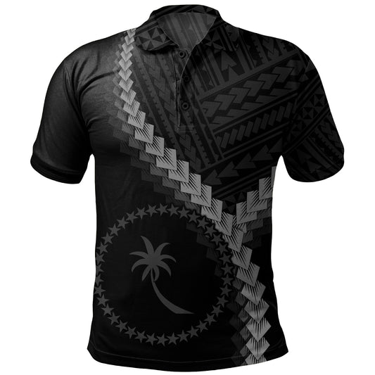 Chuuk State Polo Shirt Coat Of Arm Polynesian Tattoo Style