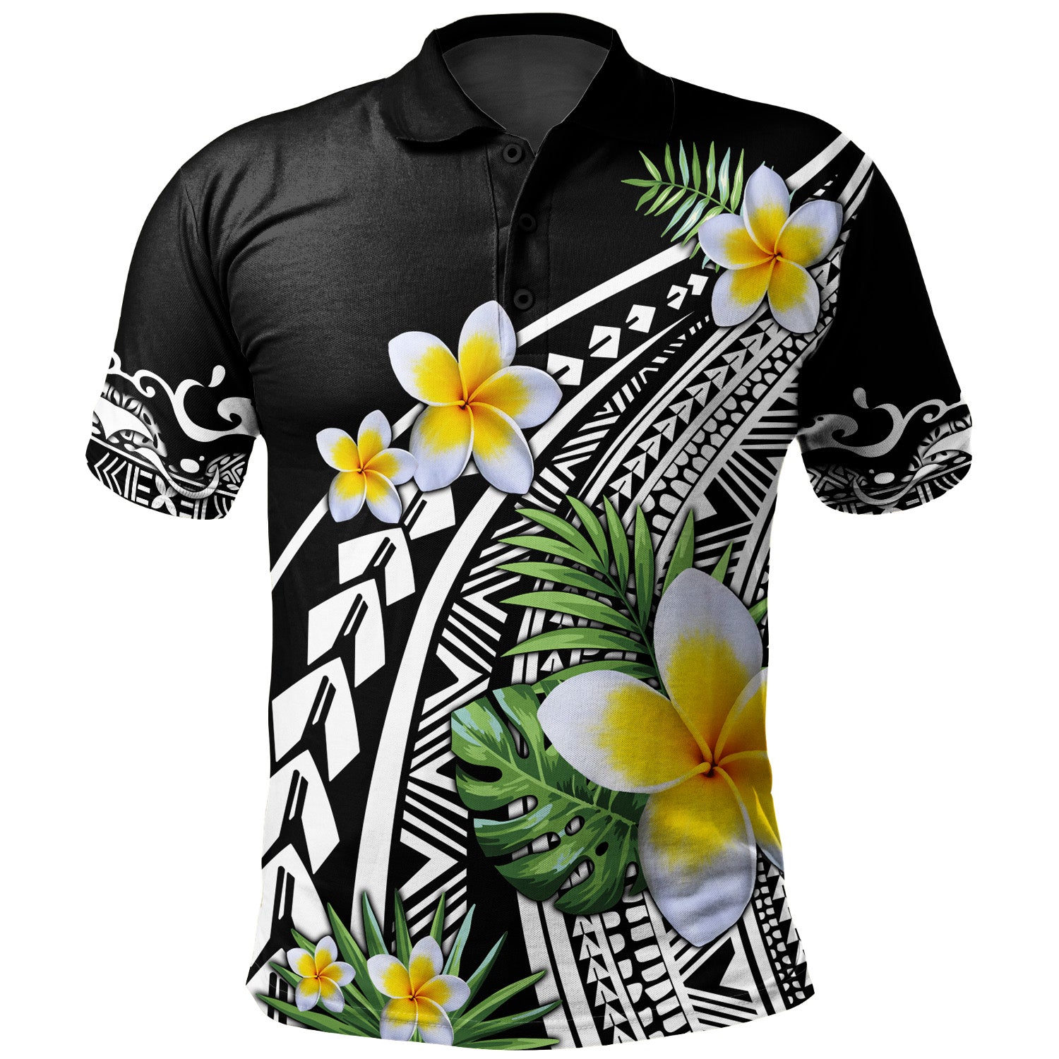 Hawaii Polo Shirt Plumeria Polynesian Pattern
