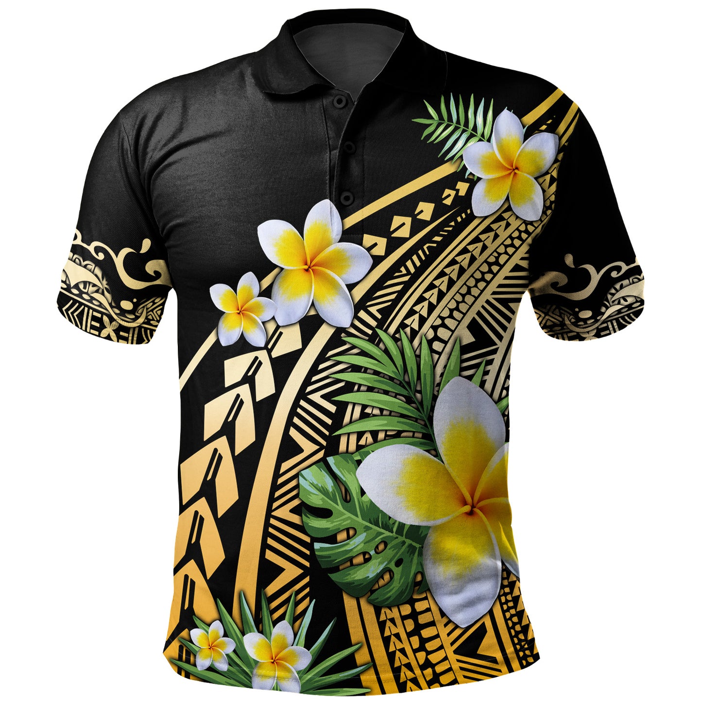 Hawaii Polo Shirt Plumeria Polynesian Pattern