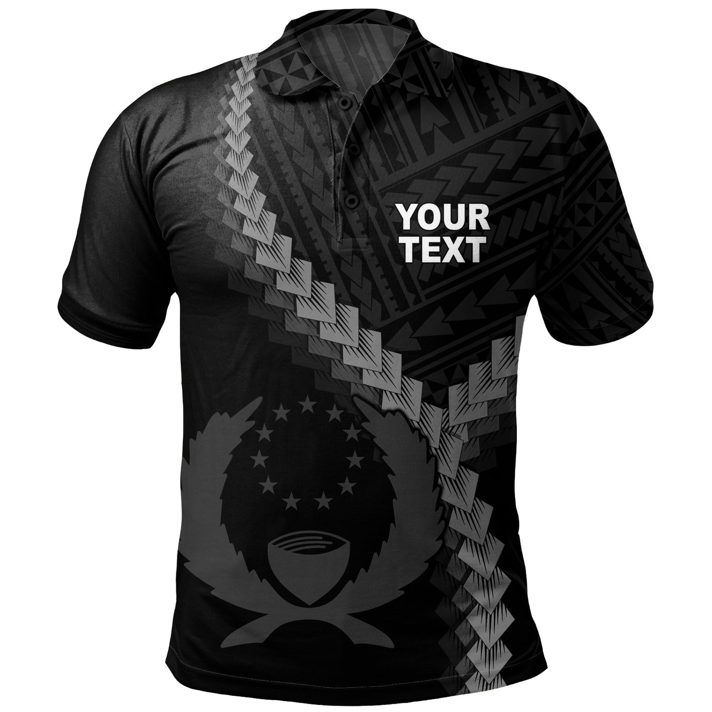 Pohnpei State Polo Shirt Coat Of Arm Polynesian Tattoo Style