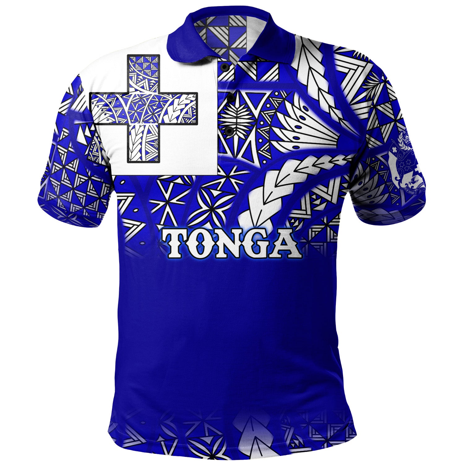 Tonga Polo Shirt Tonga Blue Color With Traditional Patterns