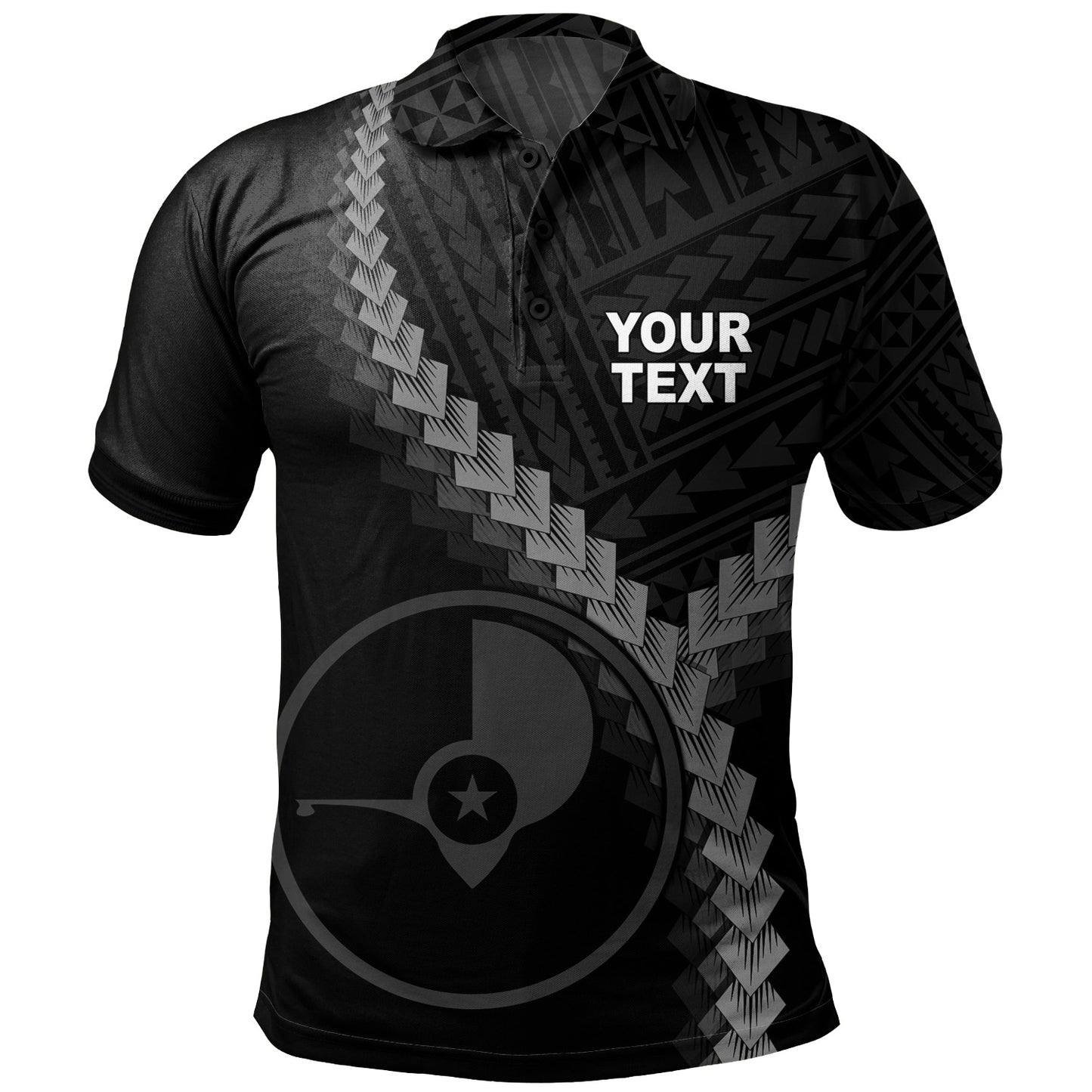 Yap State Polo Shirt Coat Of Arm Polynesian Tattoo Style