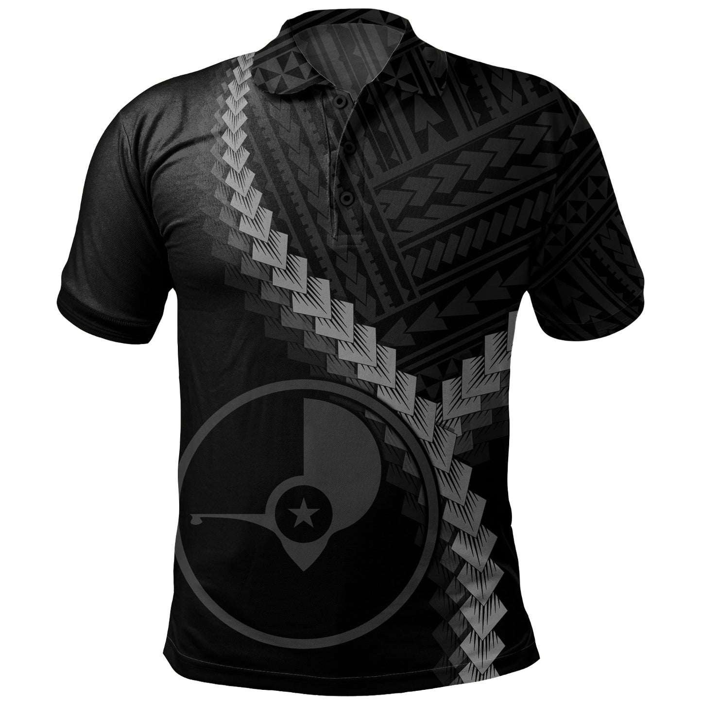 Yap State Polo Shirt Coat Of Arm Polynesian Tattoo Style