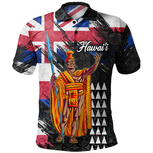 Hawaii Polo Shirt Hawaii King Grunge Style Color Flag Style