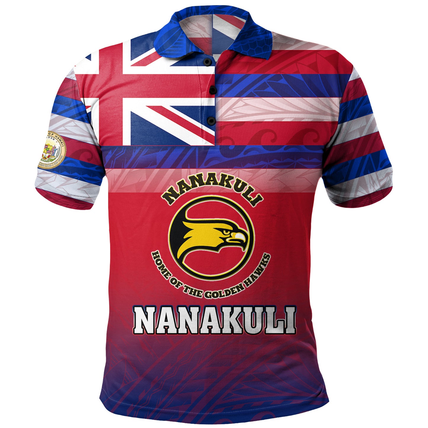 Hawaii Custom Nanakuli High and Intermediate School Polo Shirt Flag Color With Traditional Patterns
