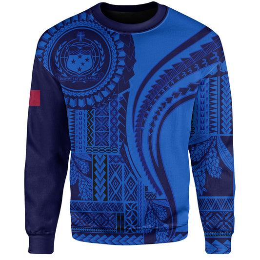 Samoa Sweatshirt Seal Samoan Siapo Blue Design