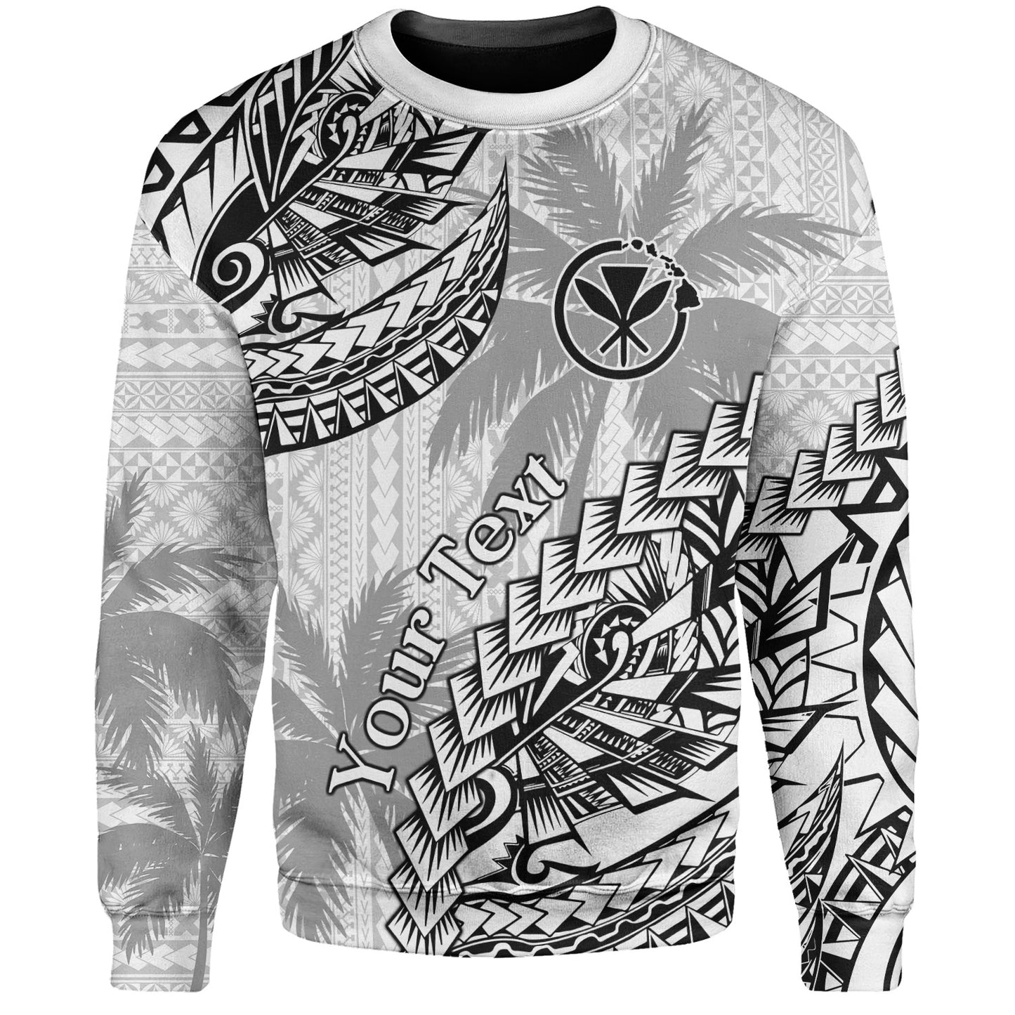 Hawaii Sweatshirt Custom Personalised Polynesian Pattern Palm Tree