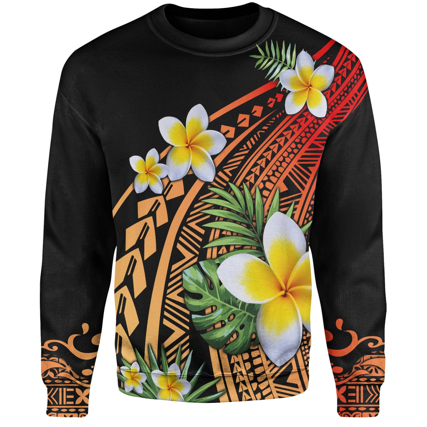 Hawaii Sweatshirt Plumeria Polynesian Pattern