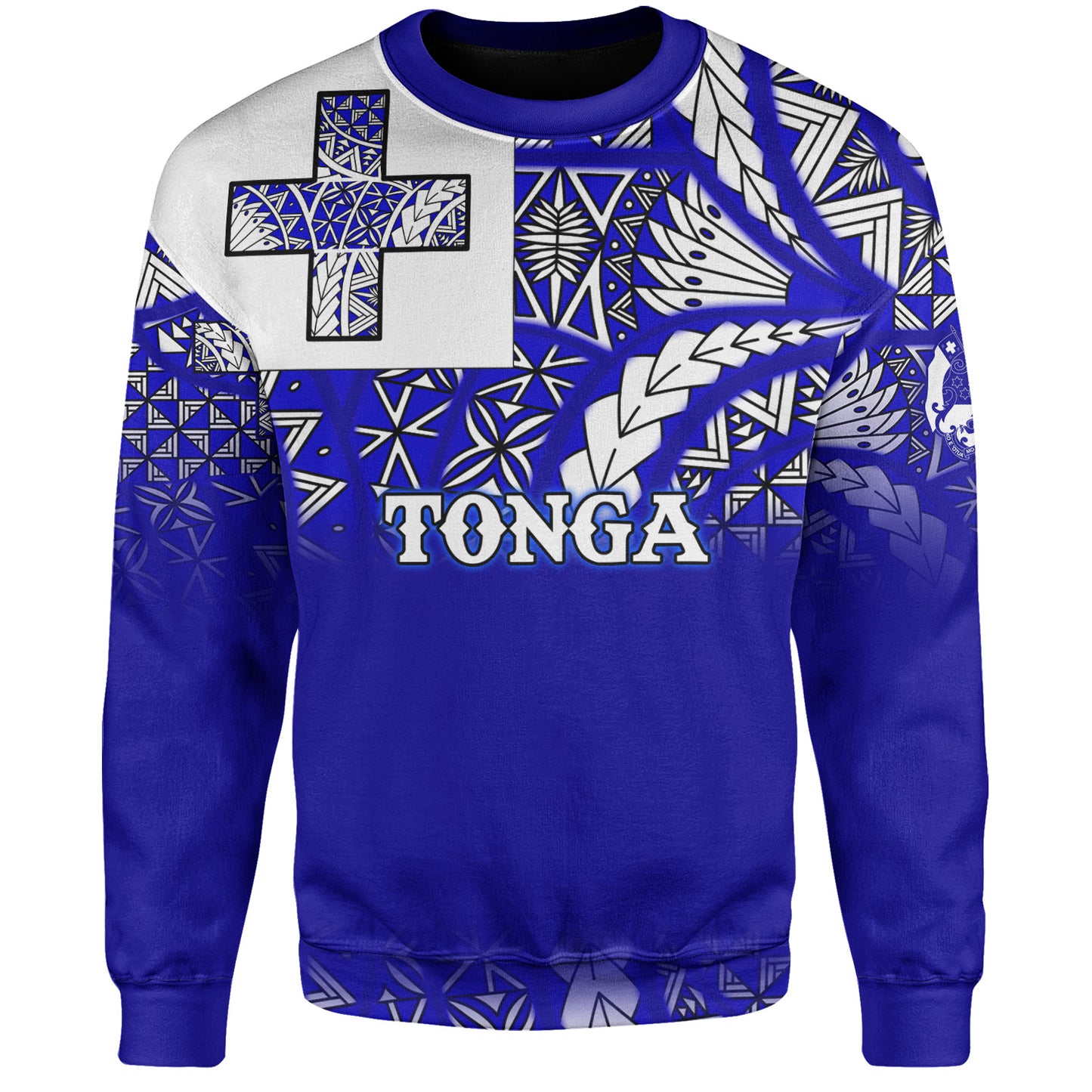 Tonga Sweatshirt Tonga Blue Color With Traditional Patterns